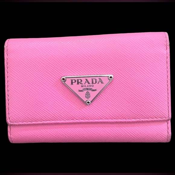 PRADA Pink Saffiano Leather Key Case - Picture 1 of 11